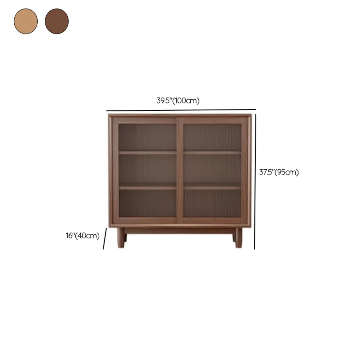 Sleek Wood Walnut Medium Clear Doors Storage Sideboard Image - 22