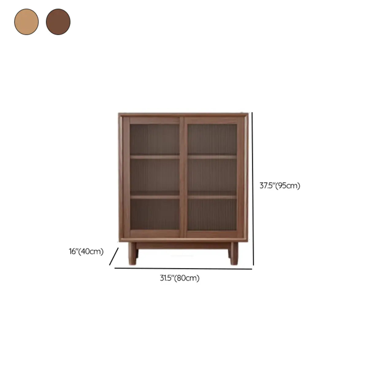 Sleek Wood Walnut Medium Clear Doors Storage Sideboard Image - 23