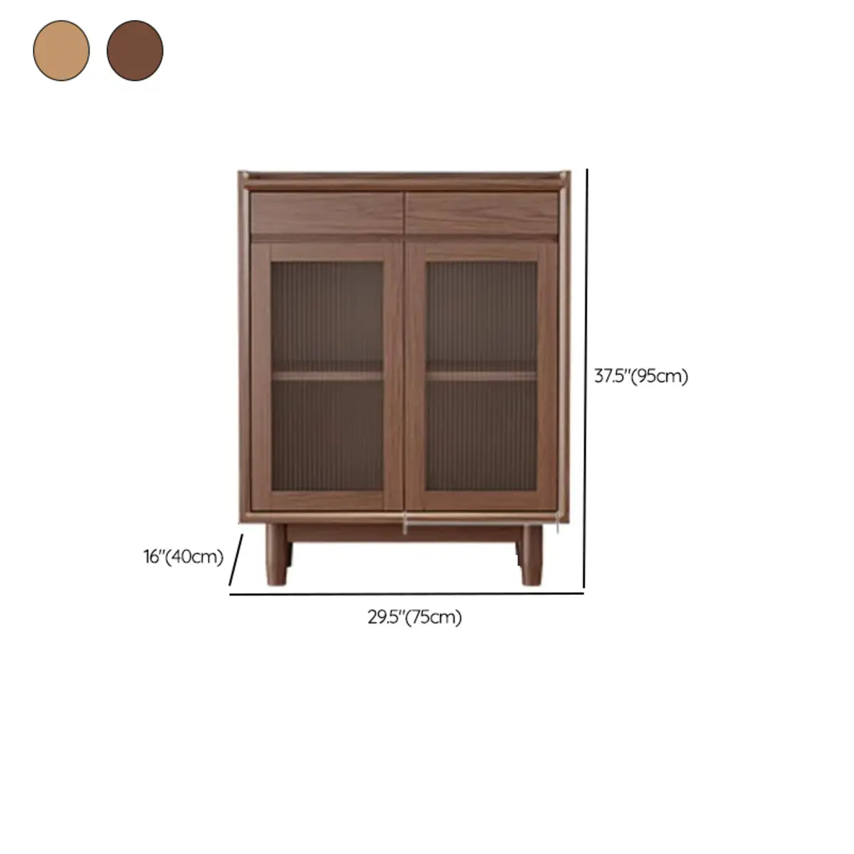 Sleek Wood Walnut Medium Clear Doors Storage Sideboard Image - 24