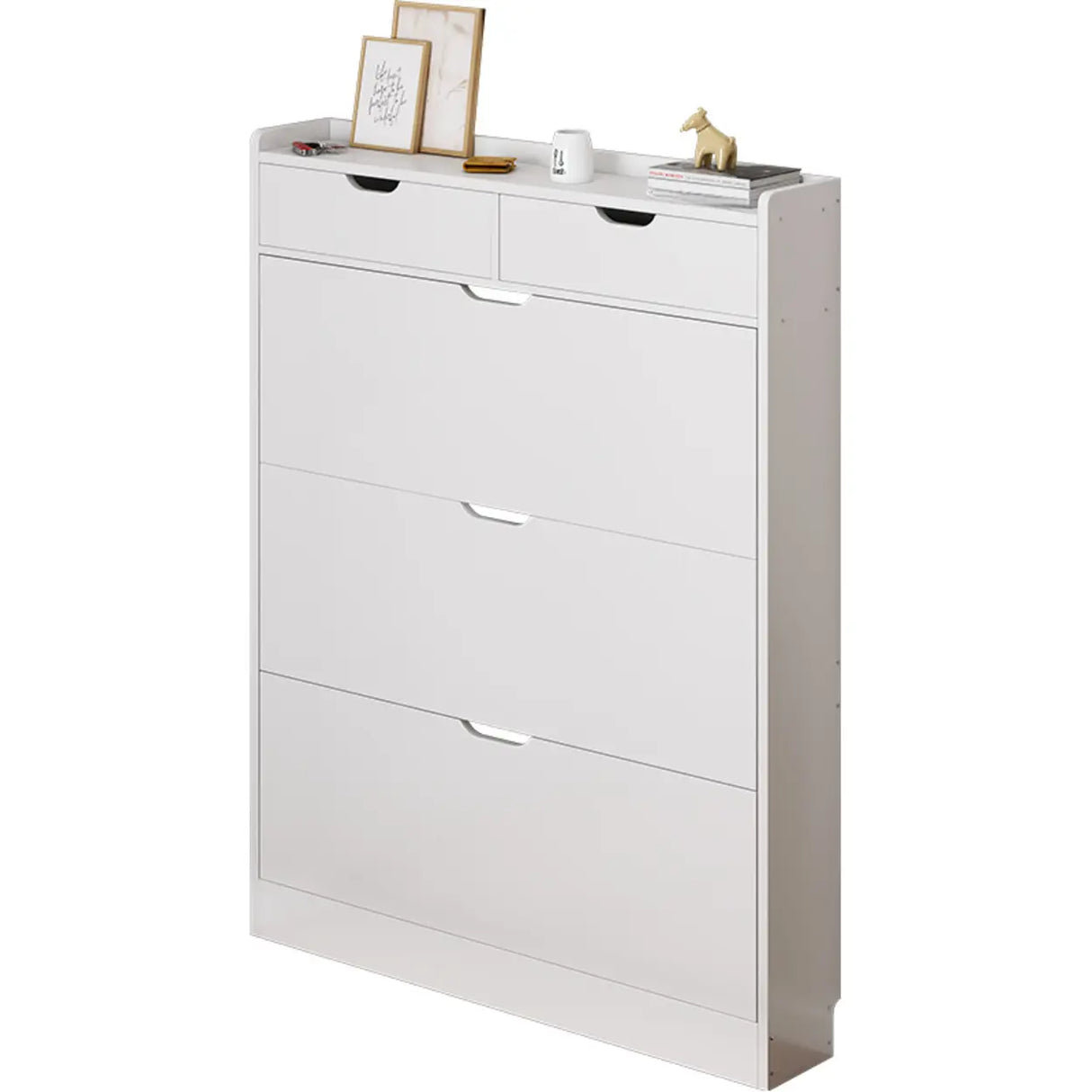 Sliding Wood Hallway Grey Closed Back Shoe Storage Cabinet Image - 5