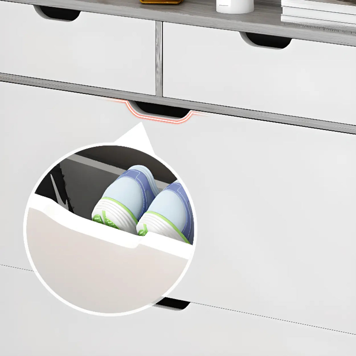 Sliding Wood Hallway Grey Closed Back Shoe Storage Cabinet Image - 7