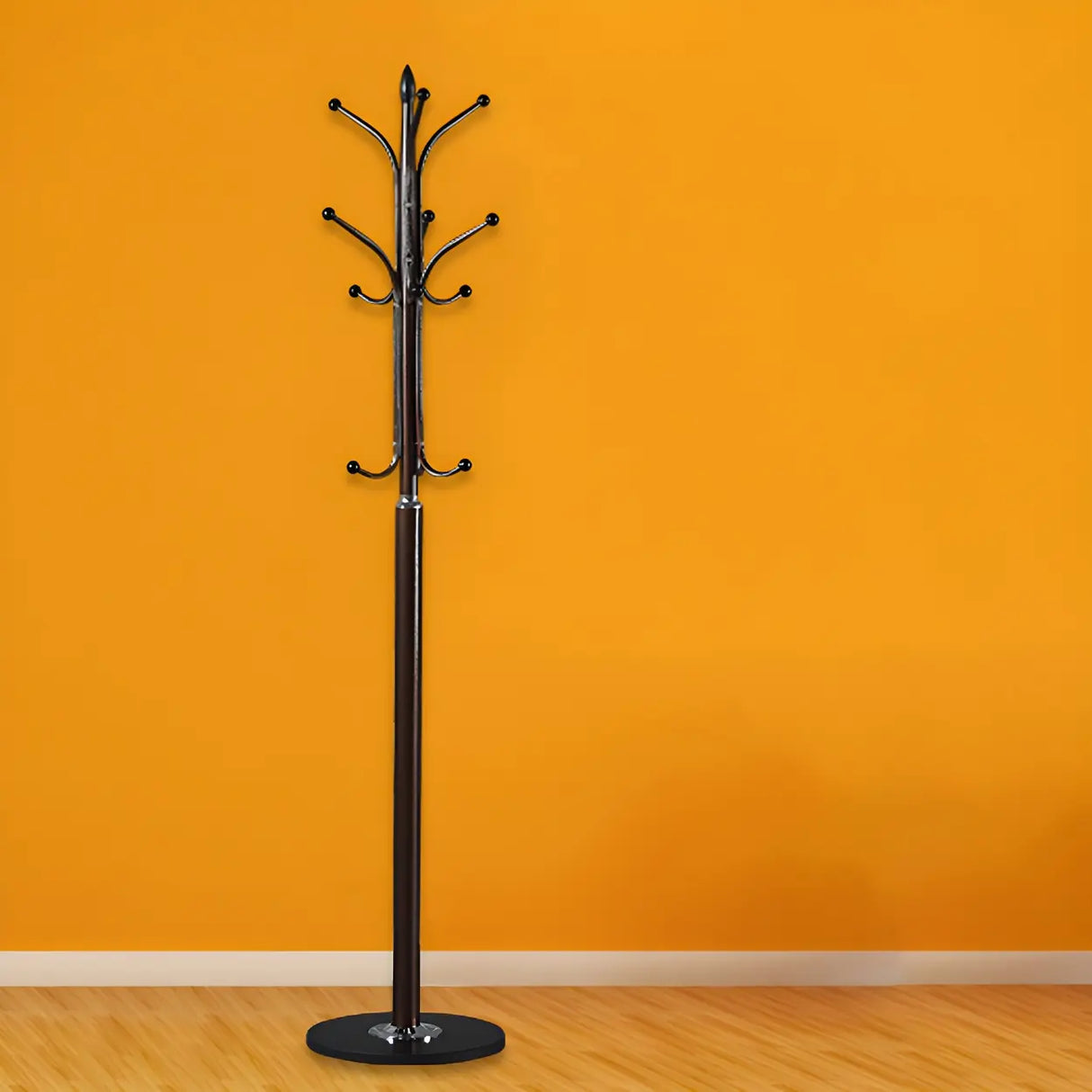 Slim Metal Black Entryway Freestanding Hall Tree with Hooks Image - 1