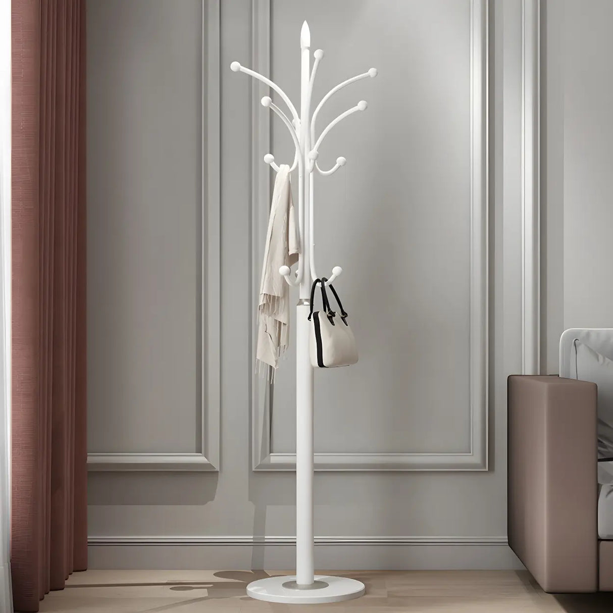 Slim Metal Black Entryway Freestanding Hall Tree with Hooks Image - 3