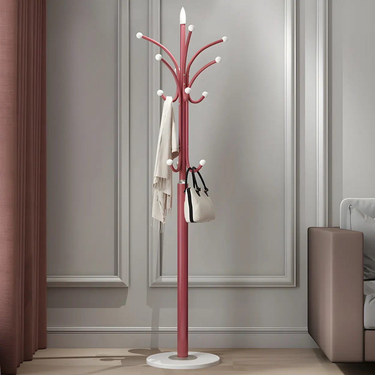 Slim Metal Black Entryway Freestanding Hall Tree with Hooks Image - 5