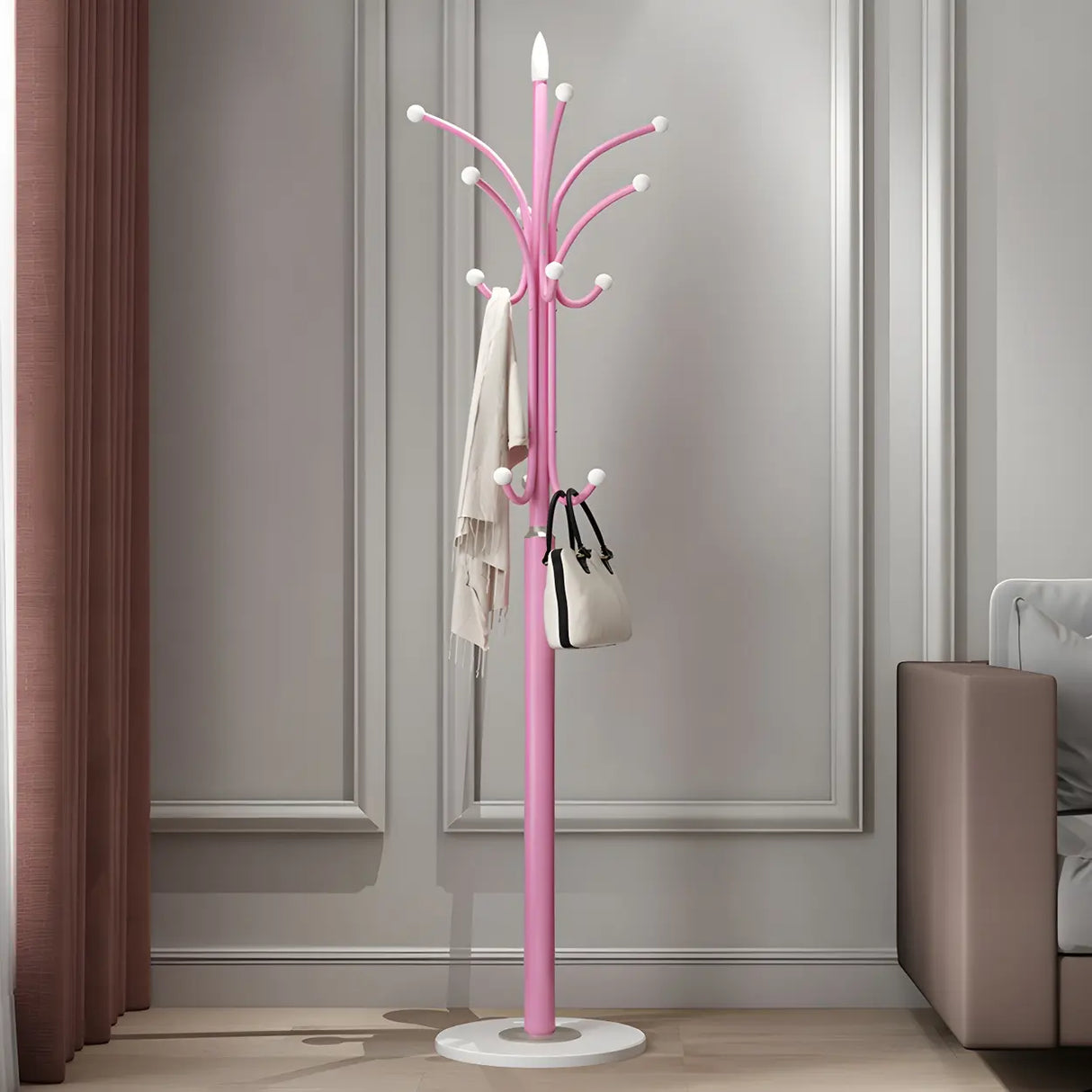 Slim Metal Black Entryway Freestanding Hall Tree with Hooks Image - 7