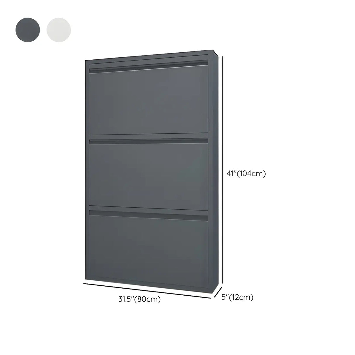 Slim Metal Wall-Mounted White Drop Front Shoe Rack Cabinet Image - 21