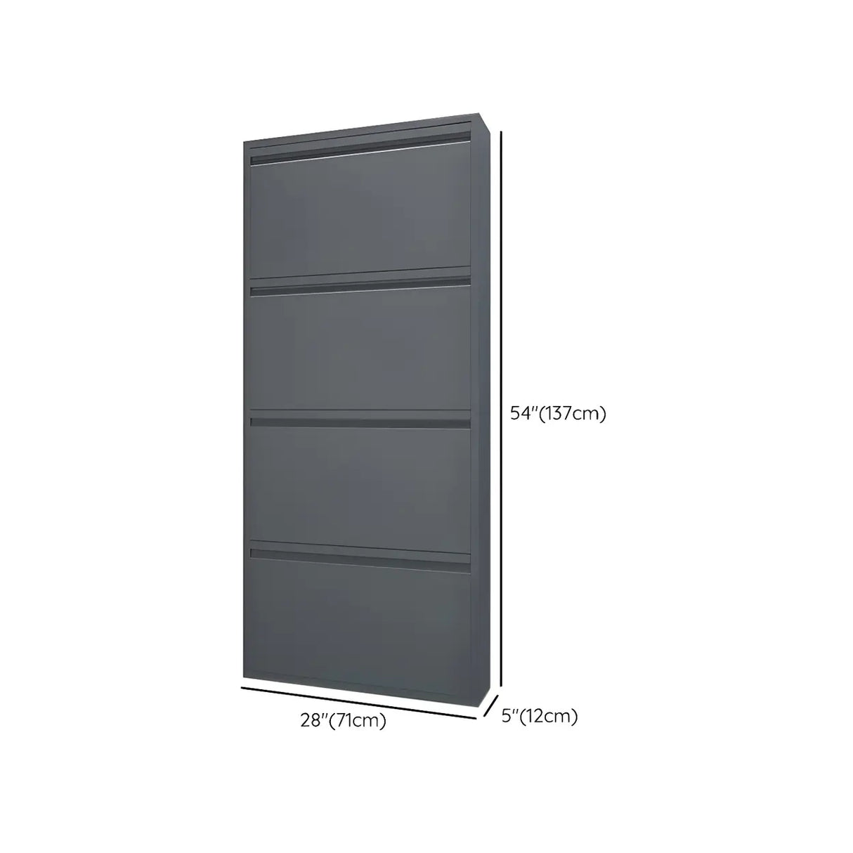 Slim Metal Wall-Mounted White Drop Front Shoe Rack Cabinet Image - 26