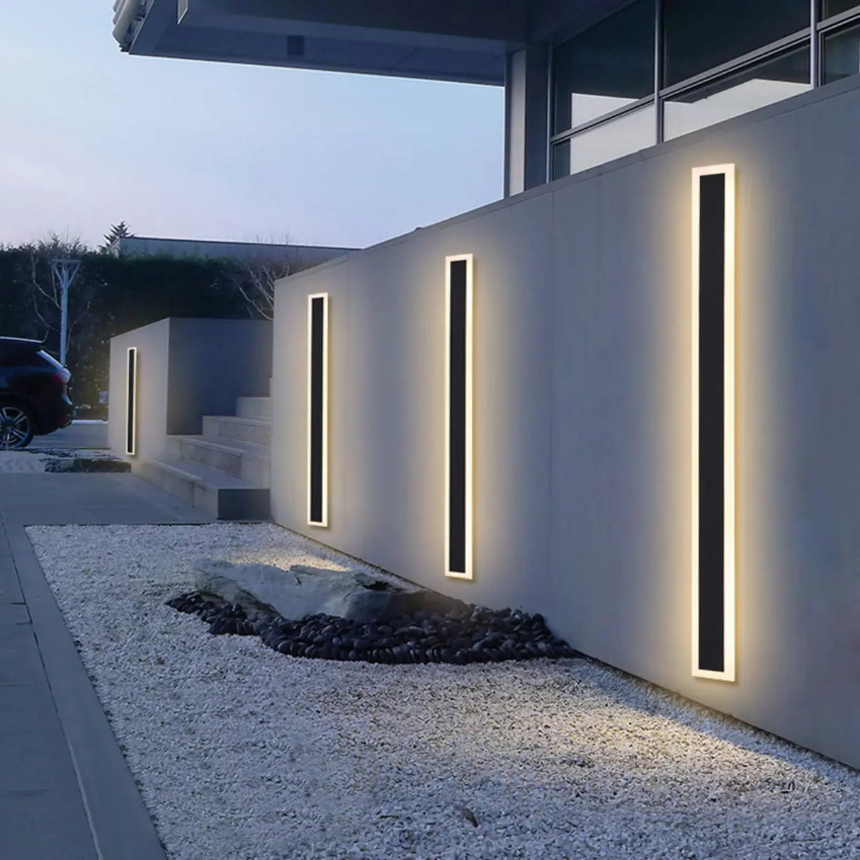 Slim Modern Black Vertical Outdoor LED Wall Light Image - 1