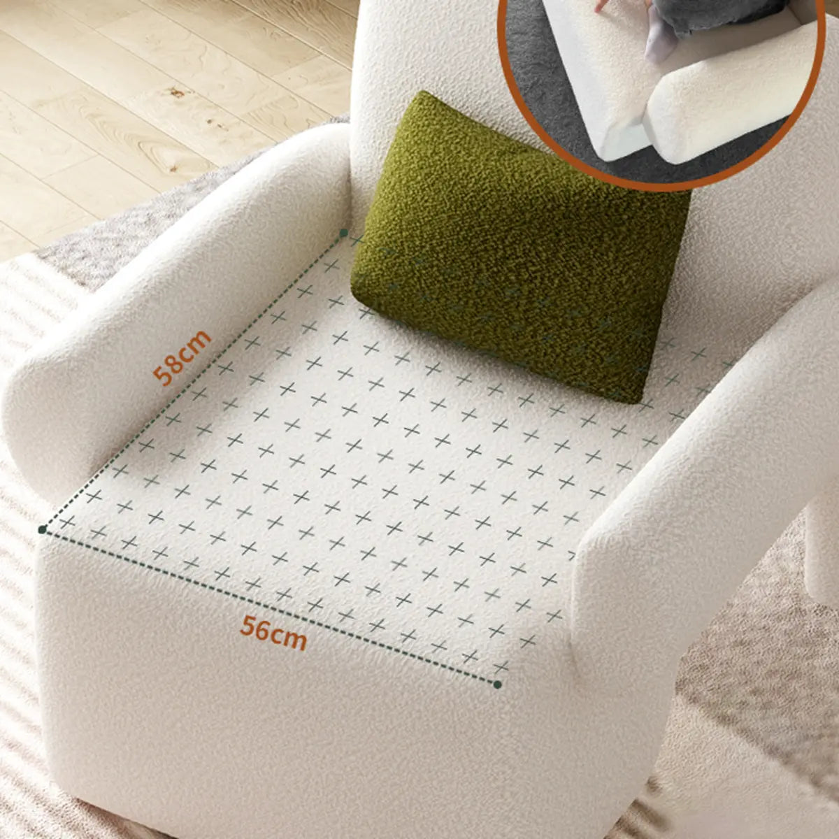 Small Beige Sherpa Pillow Back Reclining Arm Chair Image - 4