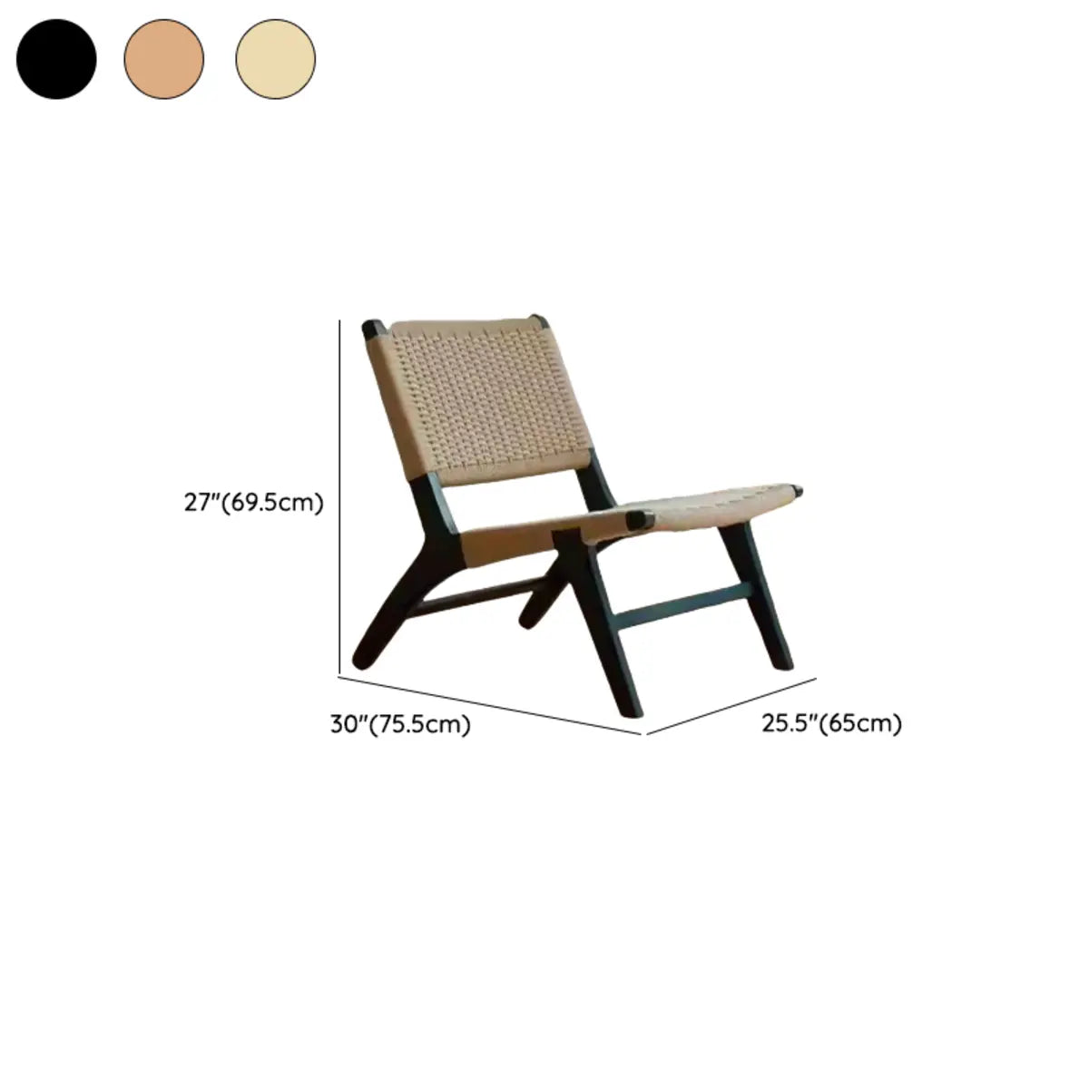 Small Brown Saddle Leather Woven Back Accent Chair Image - 18