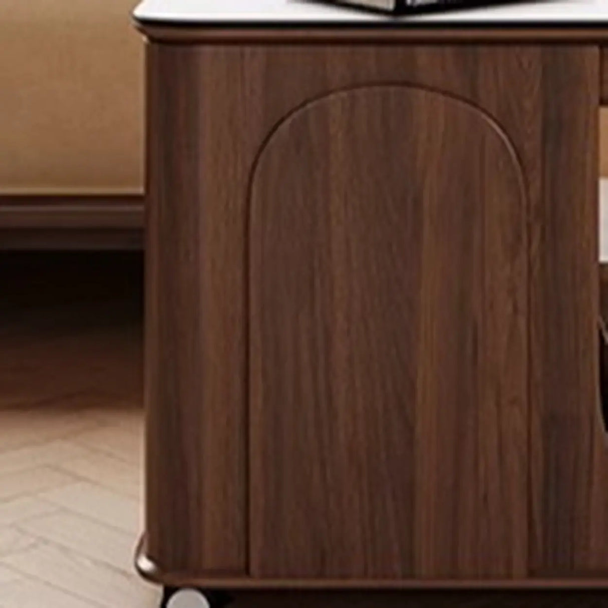 Small Brown Stone Lift Top Coffee Table with Shelves Image - 9