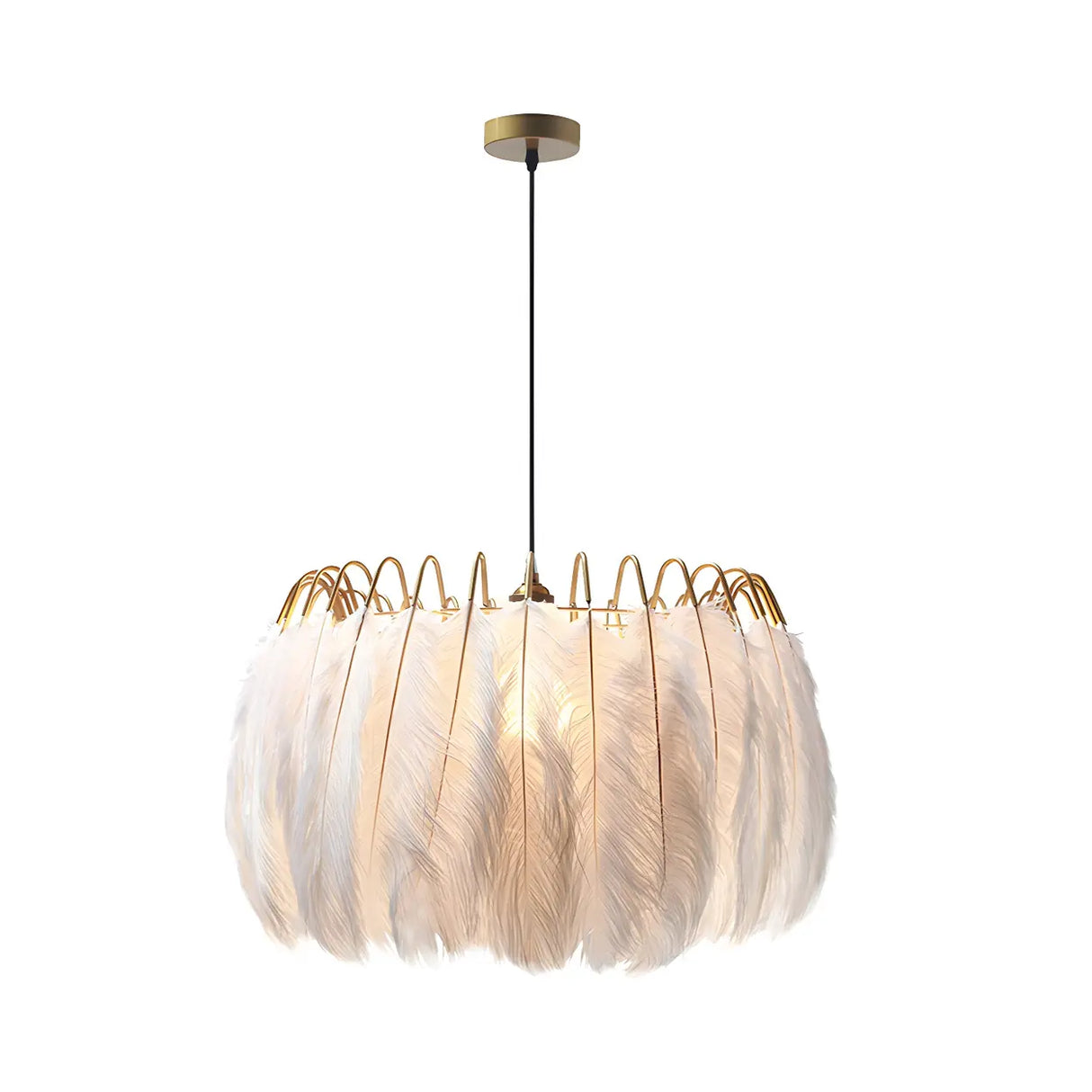 Small Elegant White Feather-Shaped Pendant Light Image - 4
