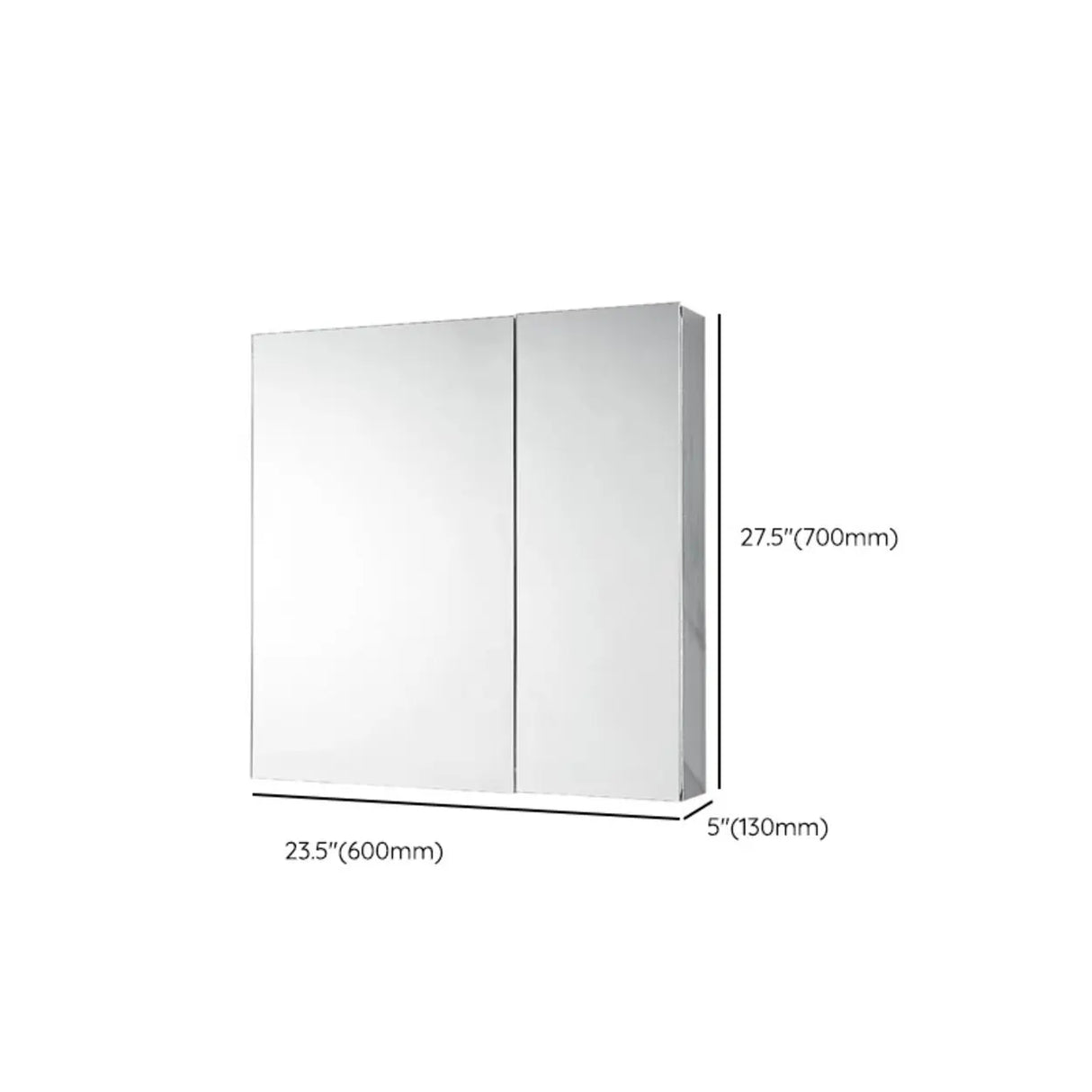 Small Frameless Rectangular Silver Medicine Cabinet