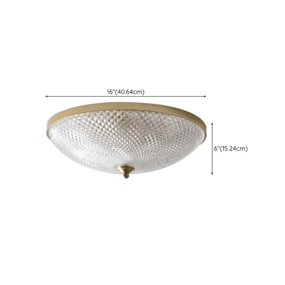 Small Golden Clear Glass Bowl-Shaped Flush Mount Light