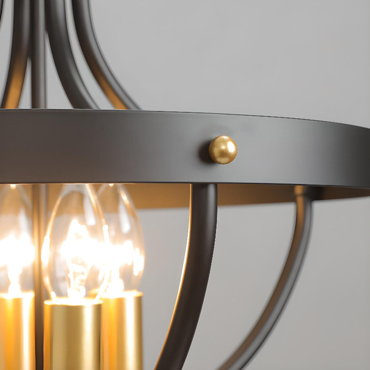 Small Industrial Black Semi-Flush Mount Light 4-Light Image - 6