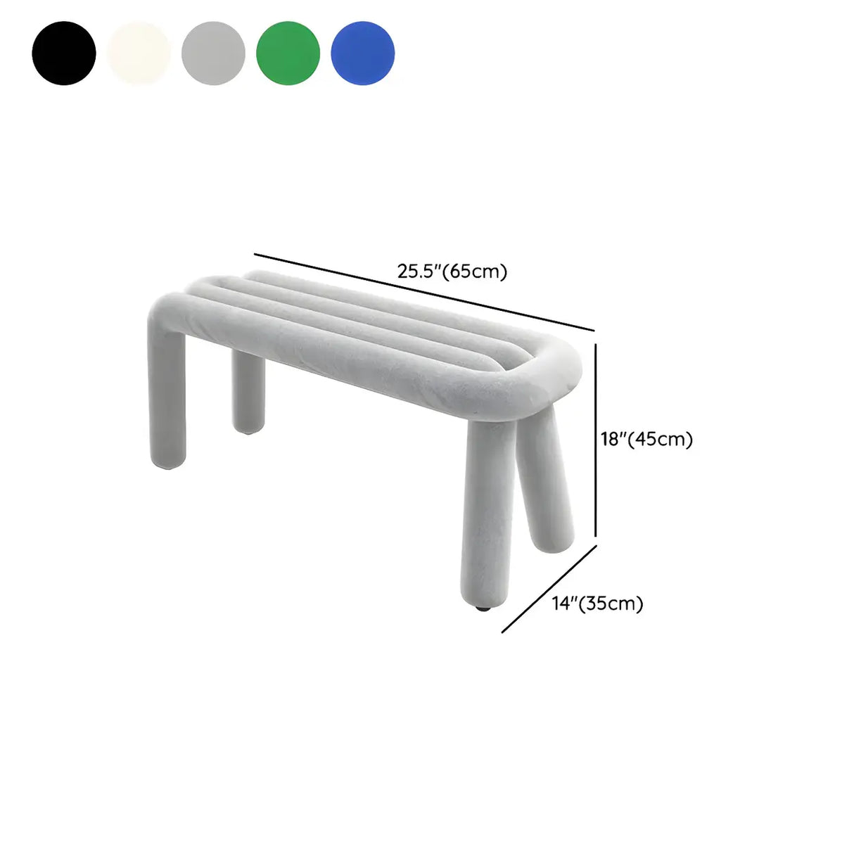 Small Length Upholstered White Bedroom Bench with Legs