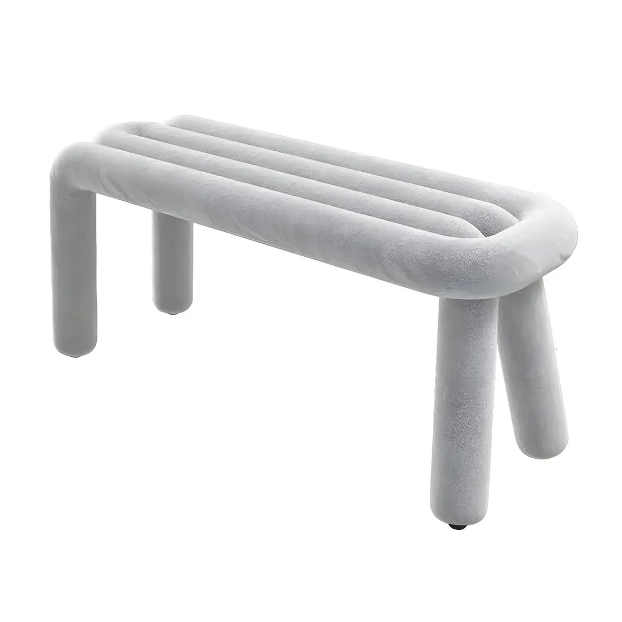 Small Length Upholstered White Bedroom Bench with Legs Image - 3