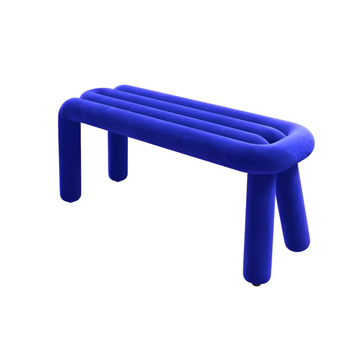 Small Length Upholstered White Bedroom Bench with Legs Image - 5