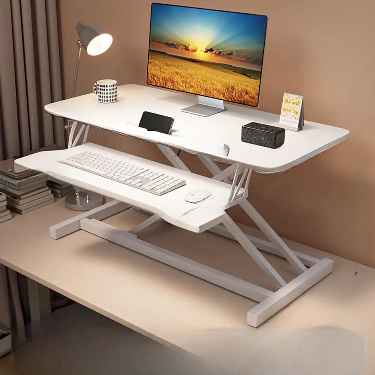 Small Narrow Foldable Adjustable Wooden Writing Desk Image - 11