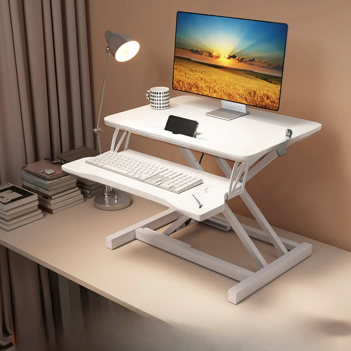 Small Narrow Foldable Adjustable Wooden Writing Desk Image - 3