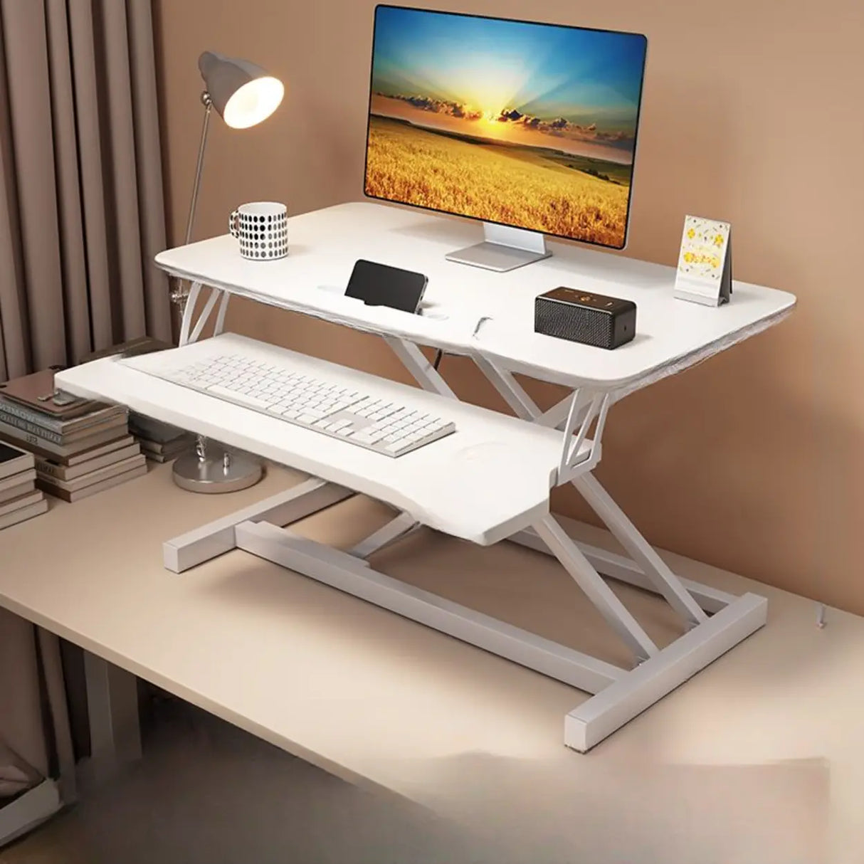 Small Narrow Foldable Adjustable Wooden Writing Desk Image - 7