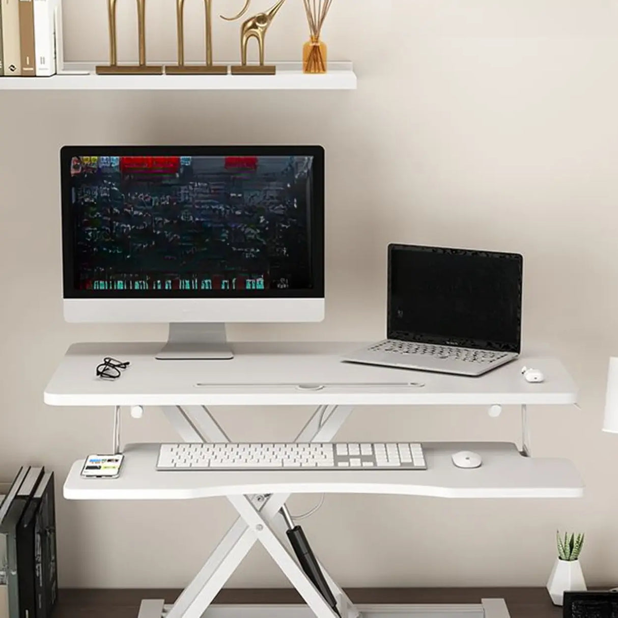 Small Narrow Foldable Adjustable Wooden Writing Desk Image - 8