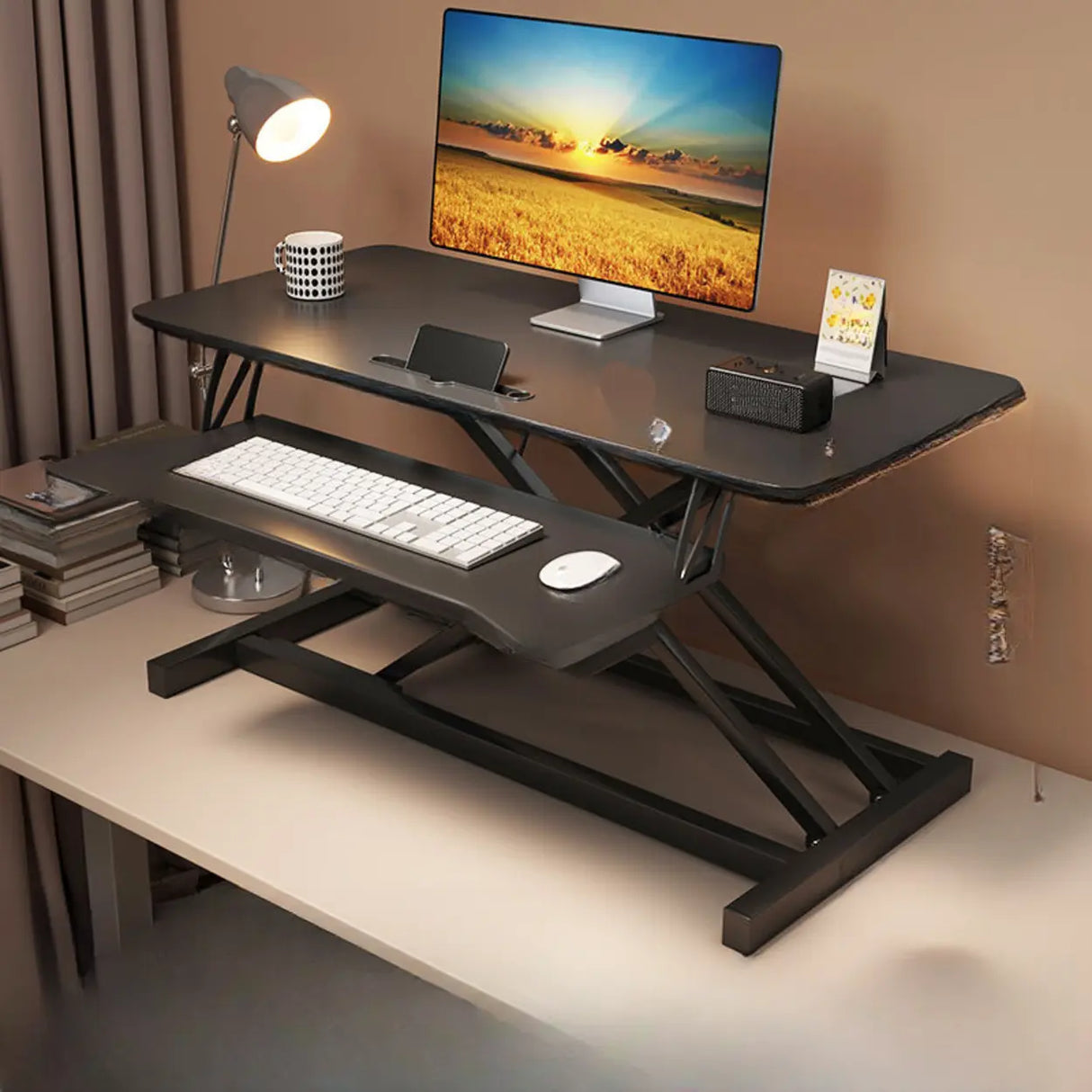 Small Narrow Foldable Adjustable Wooden Writing Desk Image - 9