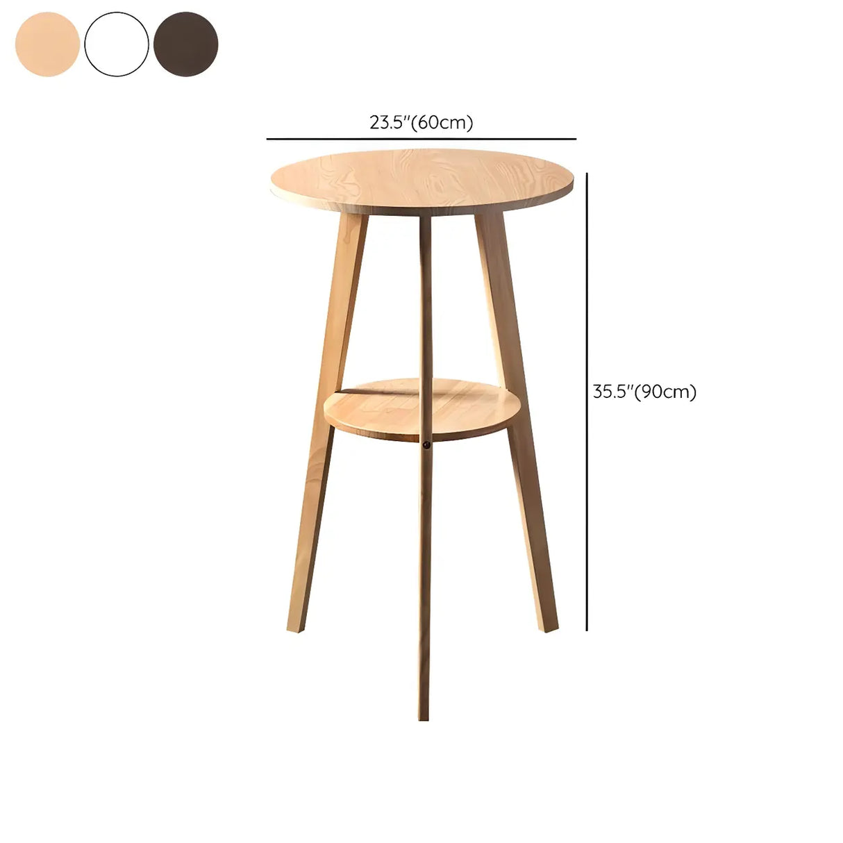 Small Natural Round Wooden Bar Table with Storage