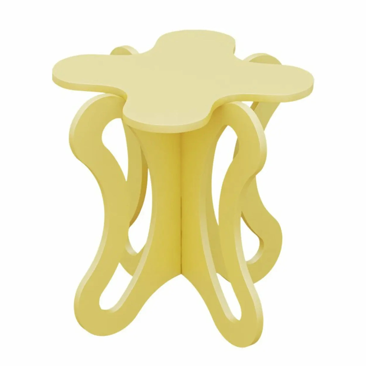 Small Pink Wood Free Form Coffee Table with Cross Legs Image - 10