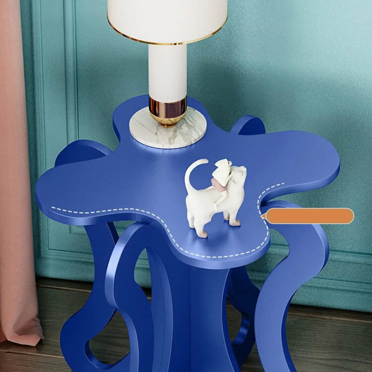 Small Pink Wood Free Form Coffee Table with Cross Legs Image - 13