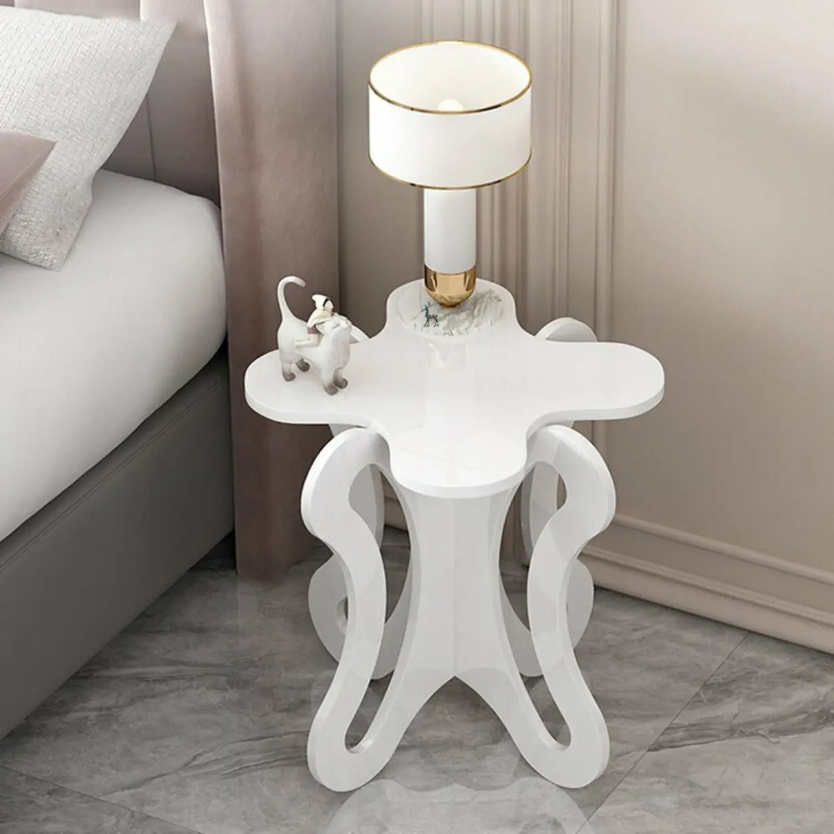 Small Pink Wood Free Form Coffee Table with Cross Legs Image - 19