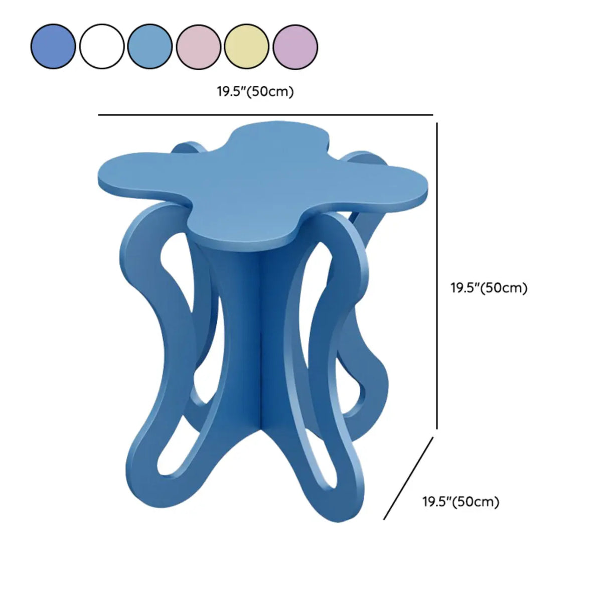 Small Pink Wood Free Form Coffee Table with Cross Legs