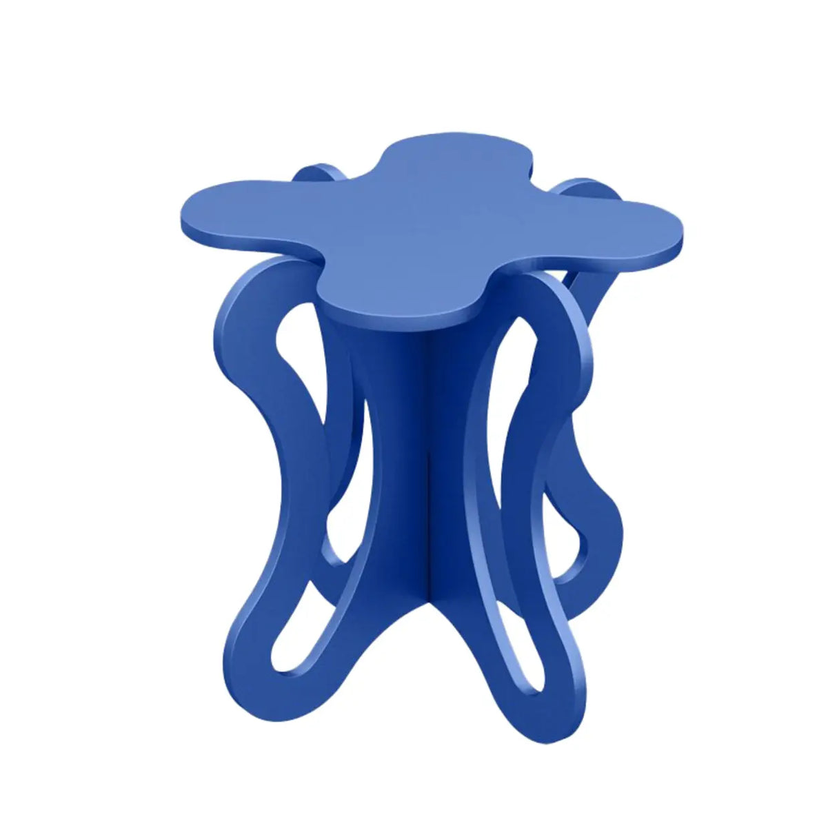 Small Pink Wood Free Form Coffee Table with Cross Legs Image - 2