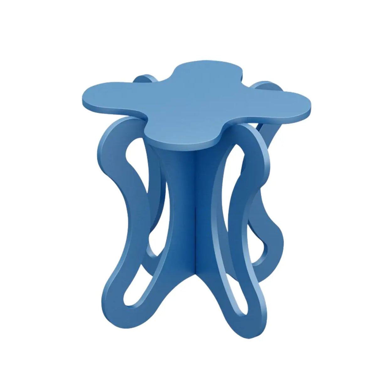 Small Pink Wood Free Form Coffee Table with Cross Legs Image - 4