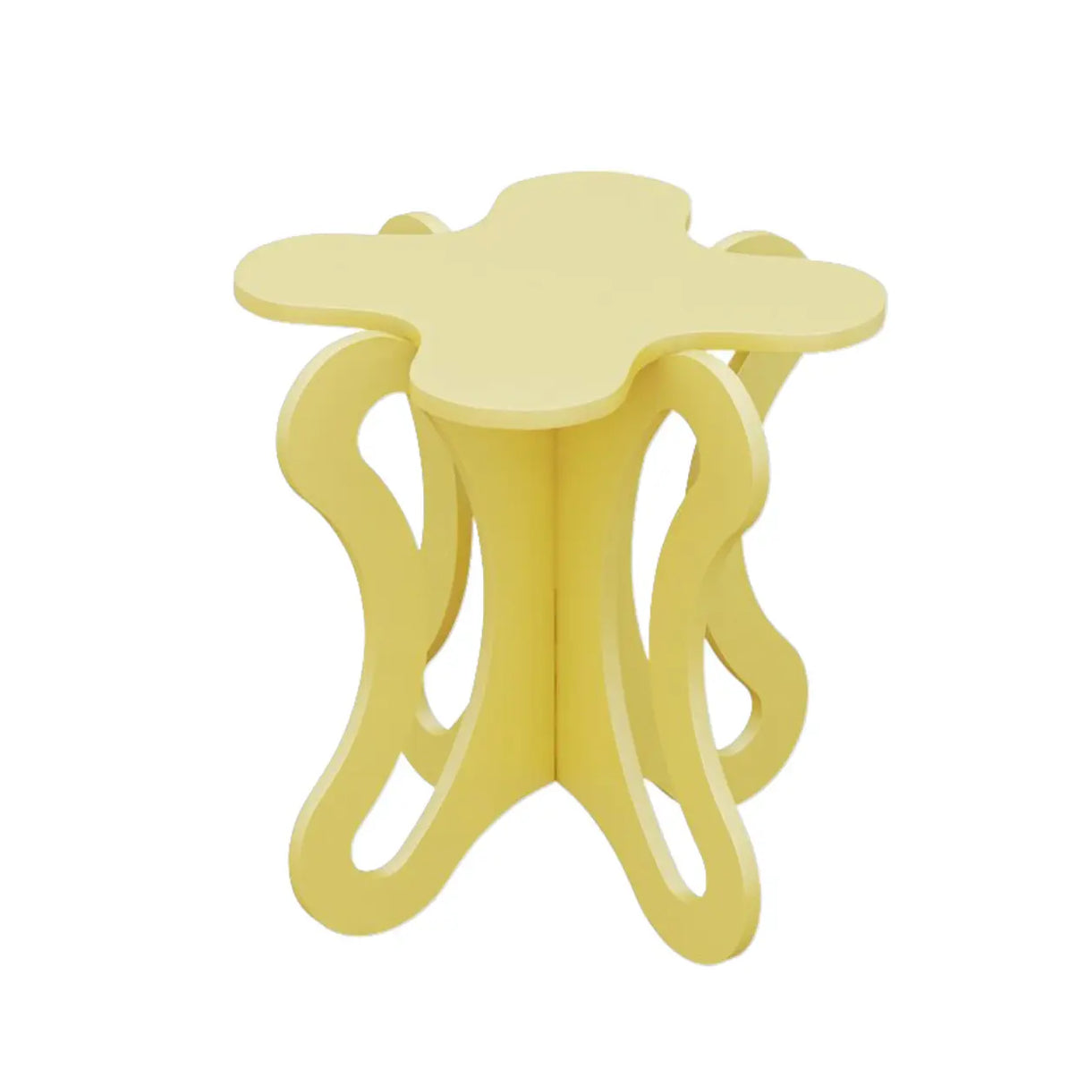 Small Pink Wood Free Form Coffee Table with Cross Legs Image - 8