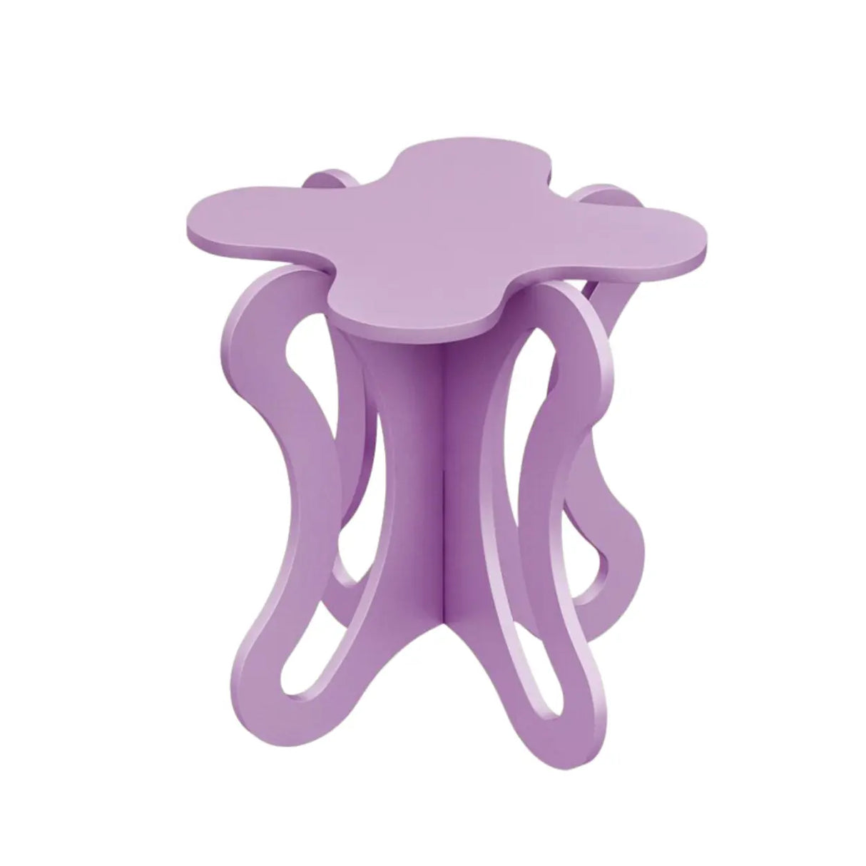 Small Pink Wood Free Form Coffee Table with Cross Legs Image - 9