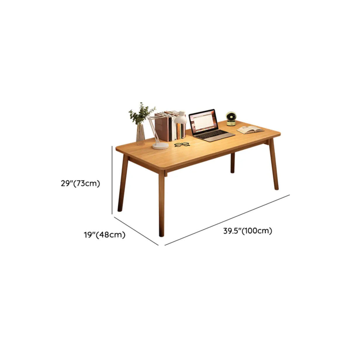 Small Rectangular Natural Wooden Writing Desk Image - 13