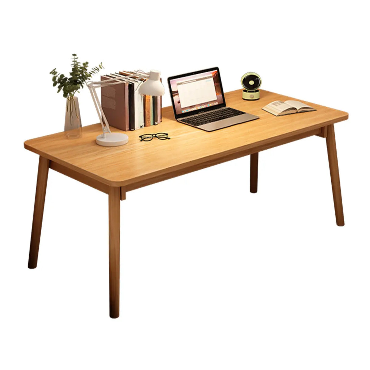 Small Rectangular Natural Wooden Writing Desk Image - 1