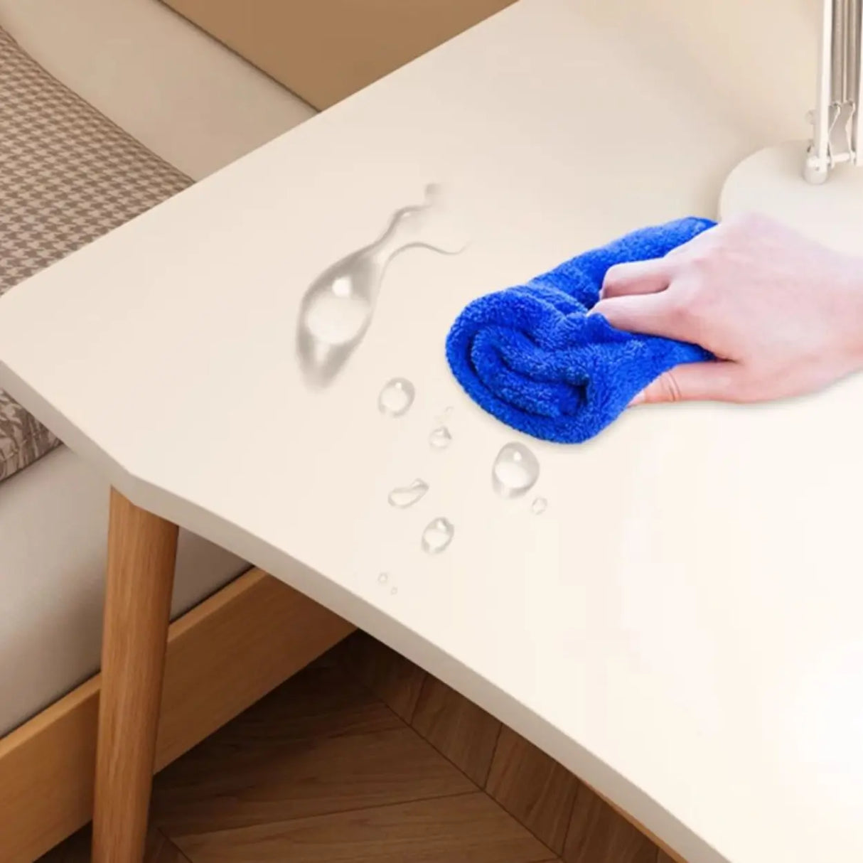 Small Rectangular Natural Wooden Writing Desk Image - 9