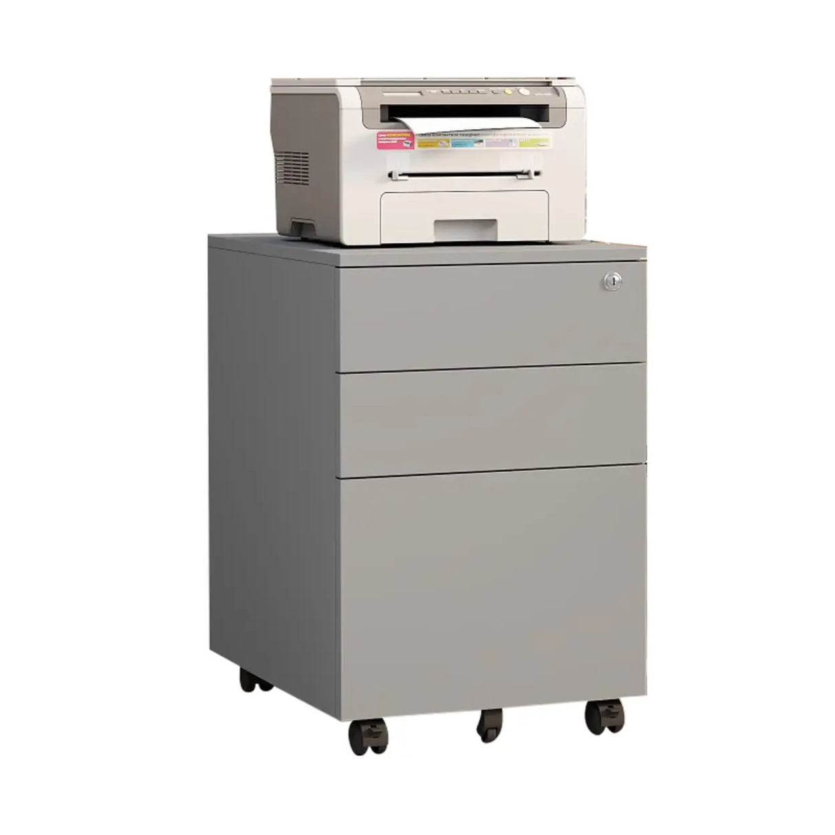 Small Soft Close Vertical Metal Cabinet with Wheels Image - 12