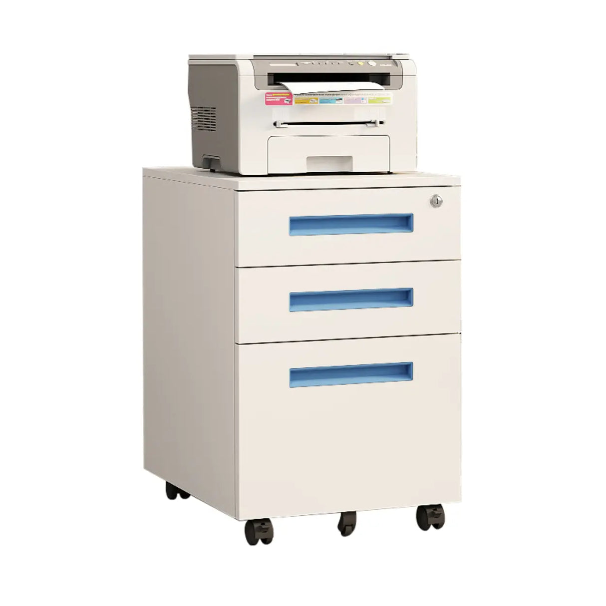 Small Soft Close Vertical Metal Cabinet with Wheels Image - 13