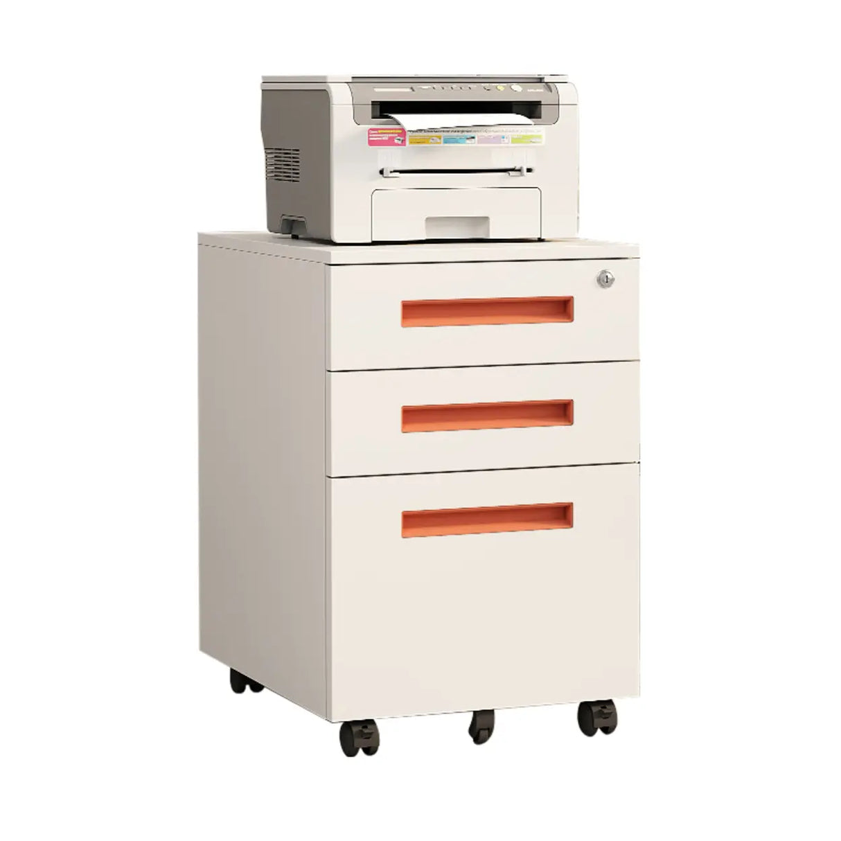 Small Soft Close Vertical Metal Cabinet with Wheels Image - 16