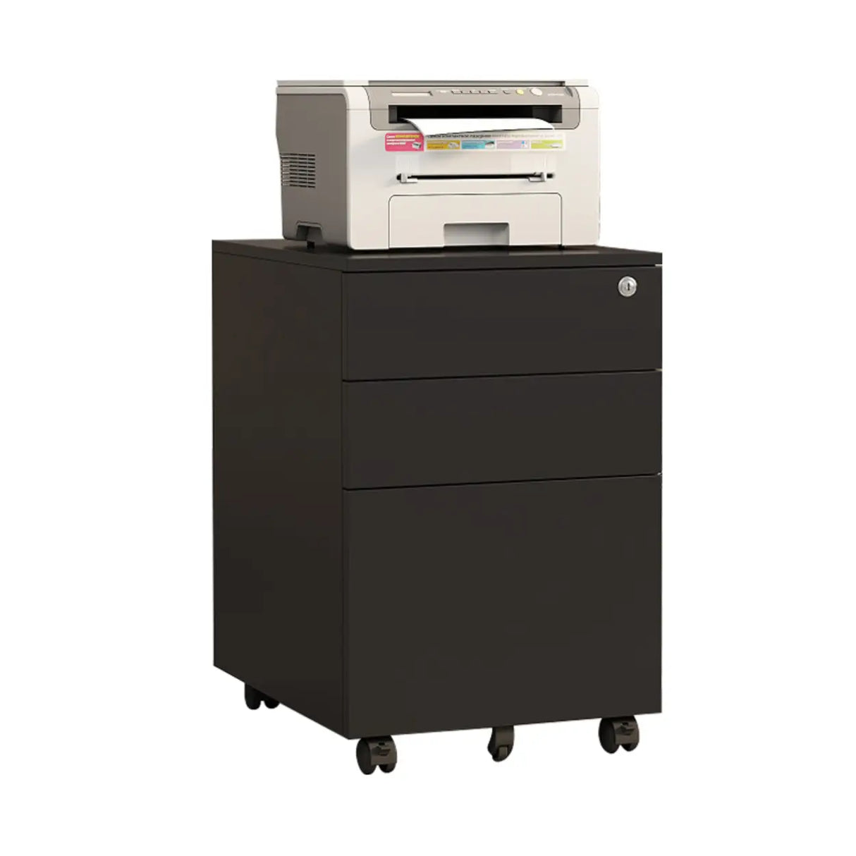 Small Soft Close Vertical Metal Cabinet with Wheels Image - 5