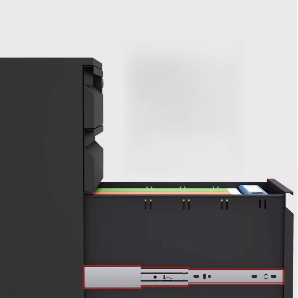 Small Soft Close Vertical Metal Cabinet with Wheels Image - 6