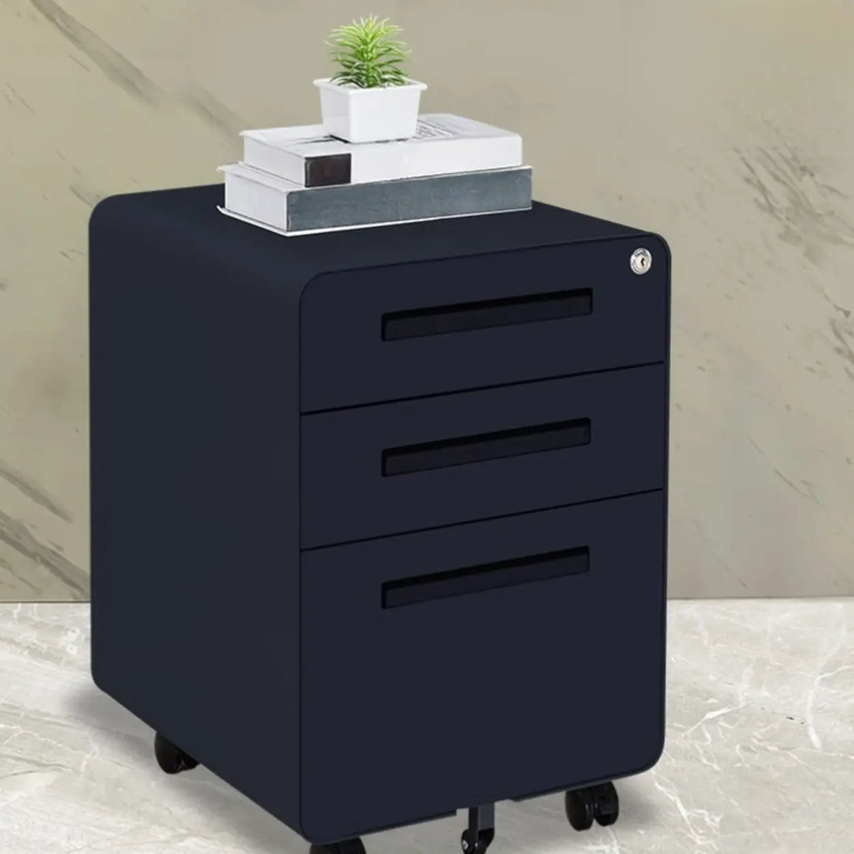 Small Steel Vertical Casters Secure Storage Filing Cabinet Image - 1