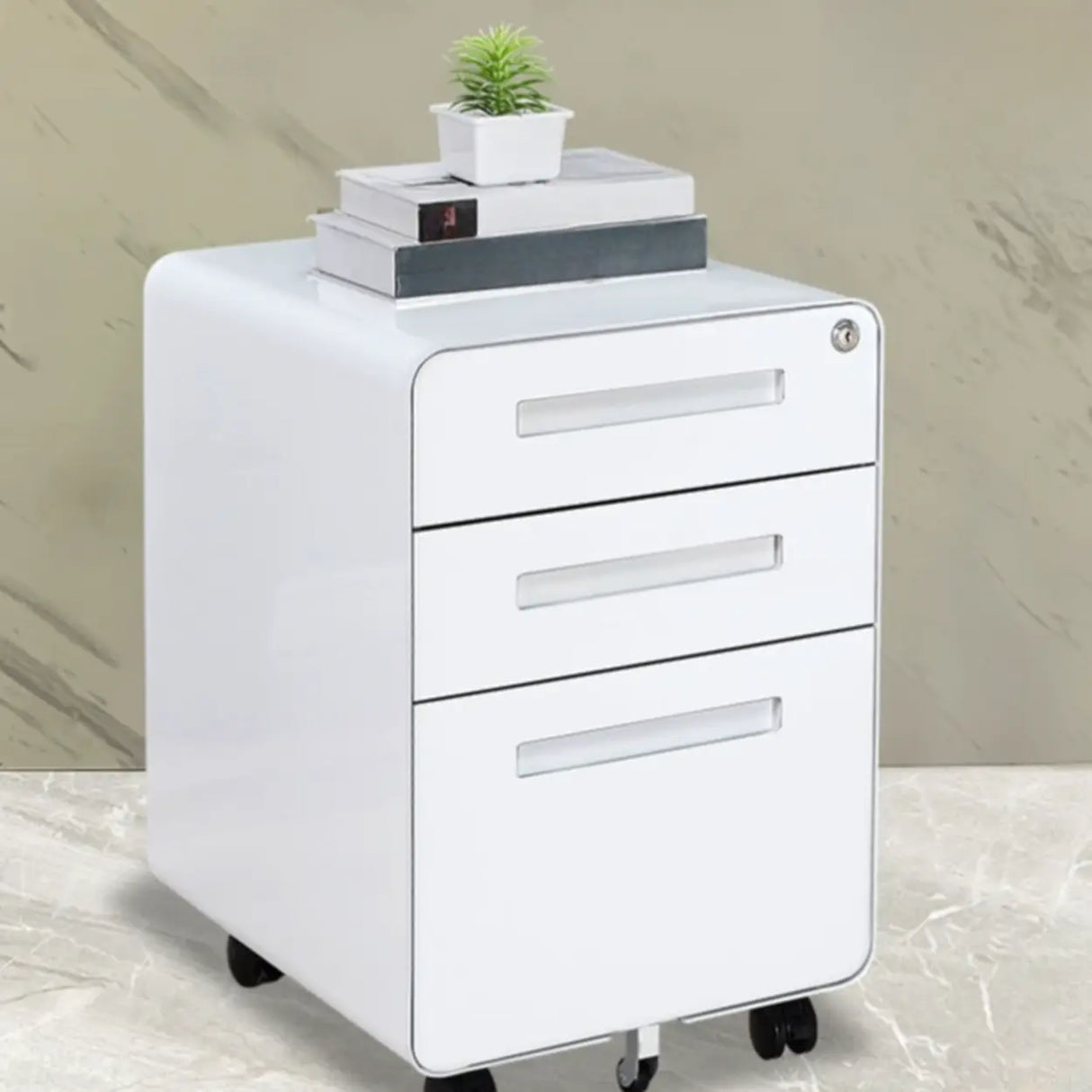 Small Steel Vertical Casters Secure Storage Filing Cabinet Image - 5