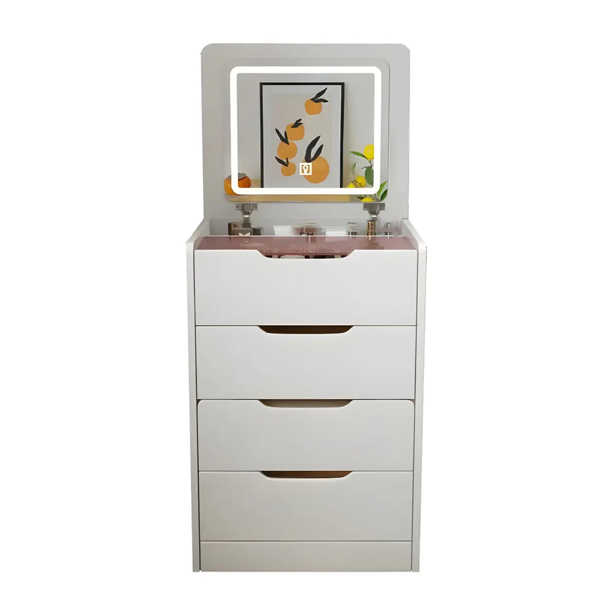 Small White Wood Makeup Vanity with Mirror and Drawers Image - 7