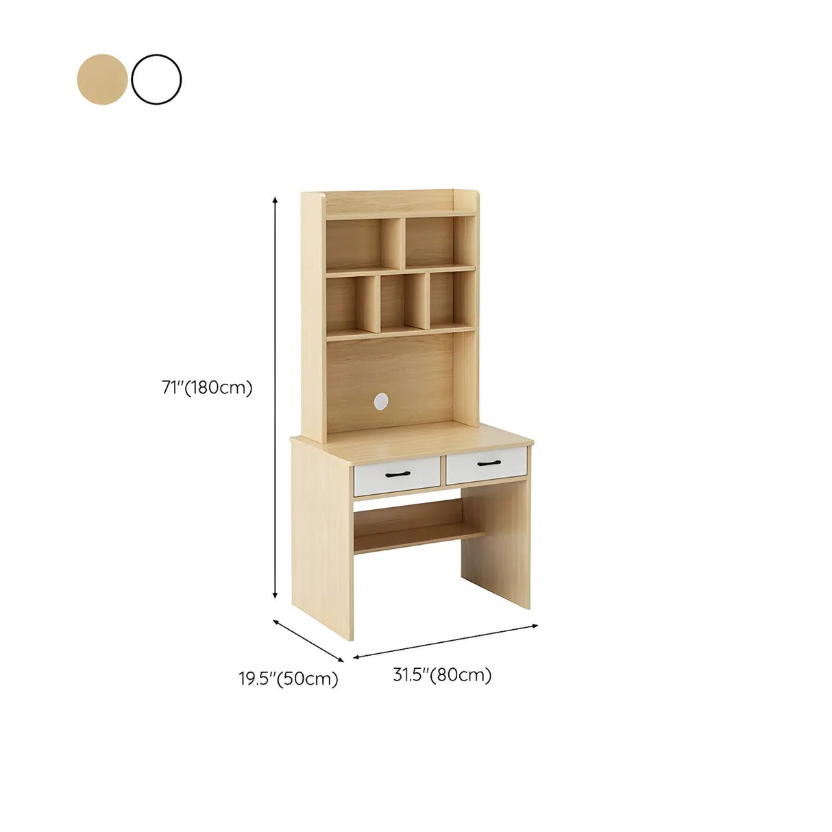 Small Wood H-Shape Base Credenza Desk with Hutch Image - 13