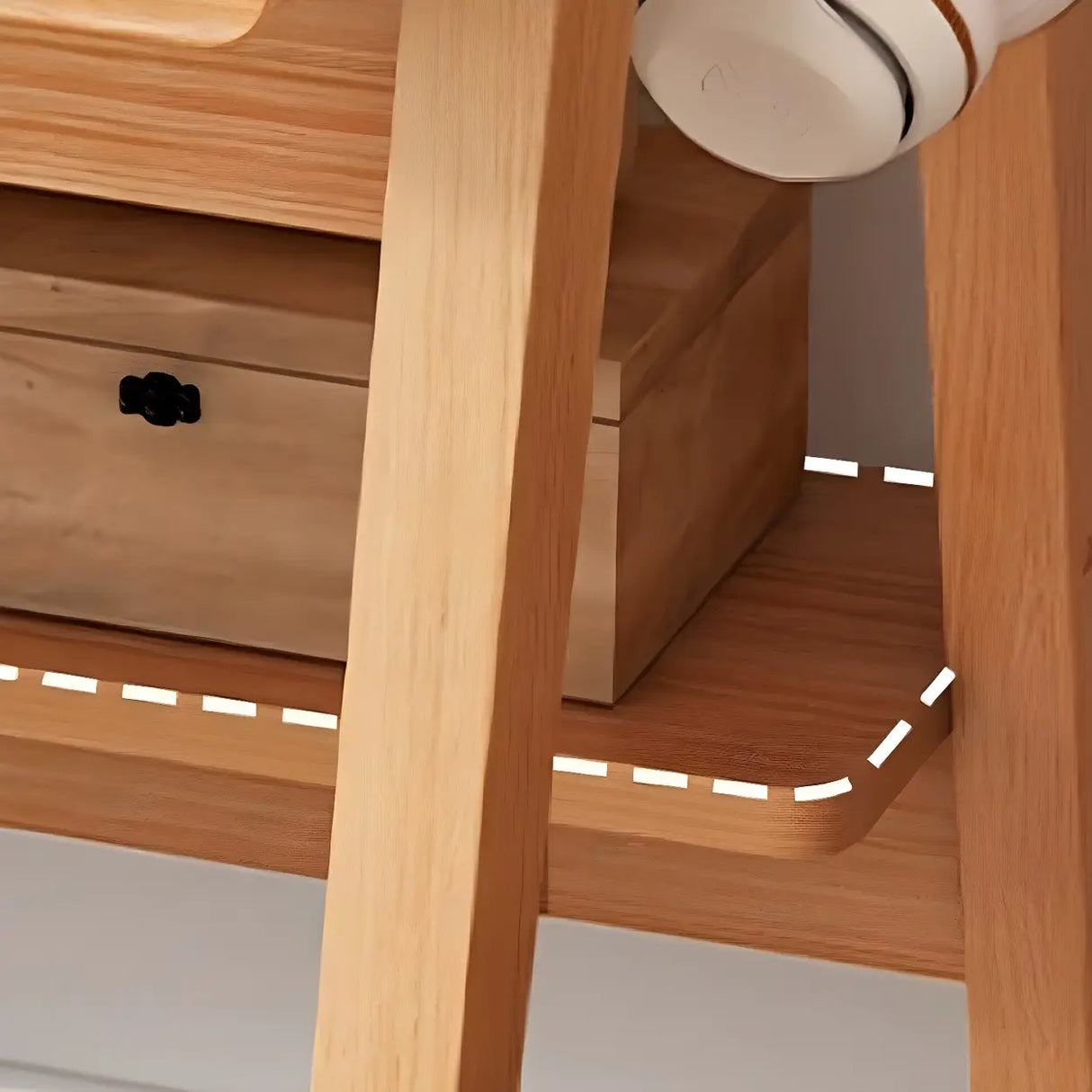 Small Wood Writing Desk with Drawers and Exterior Shelf Image - 18