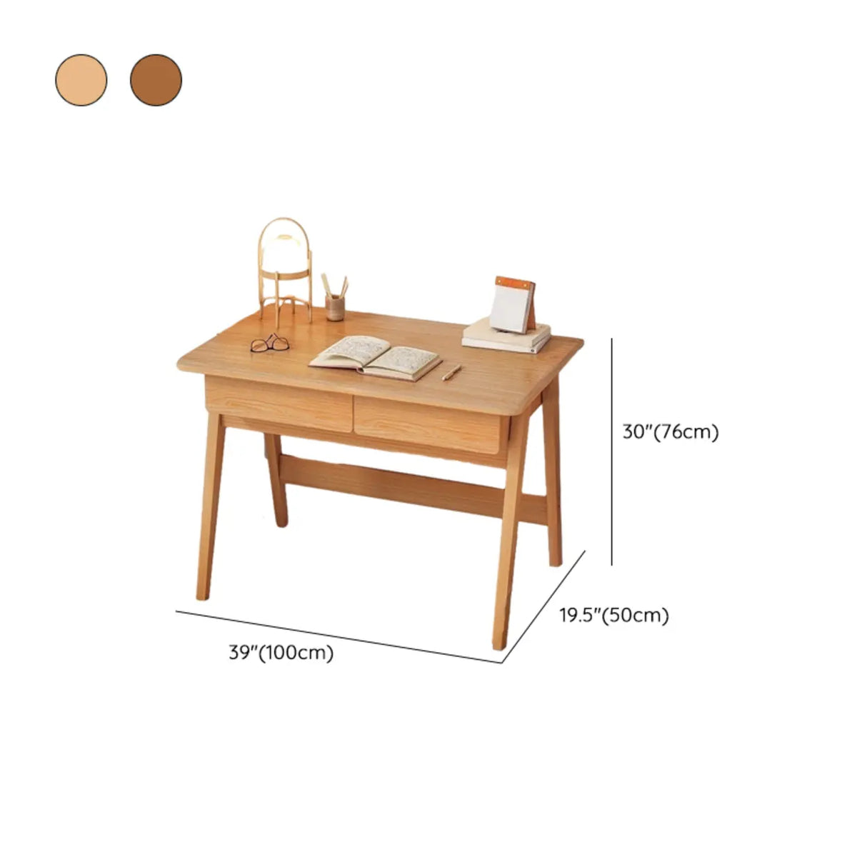 Small Wood Writing Desk with Drawers and Exterior Shelf Image - 25